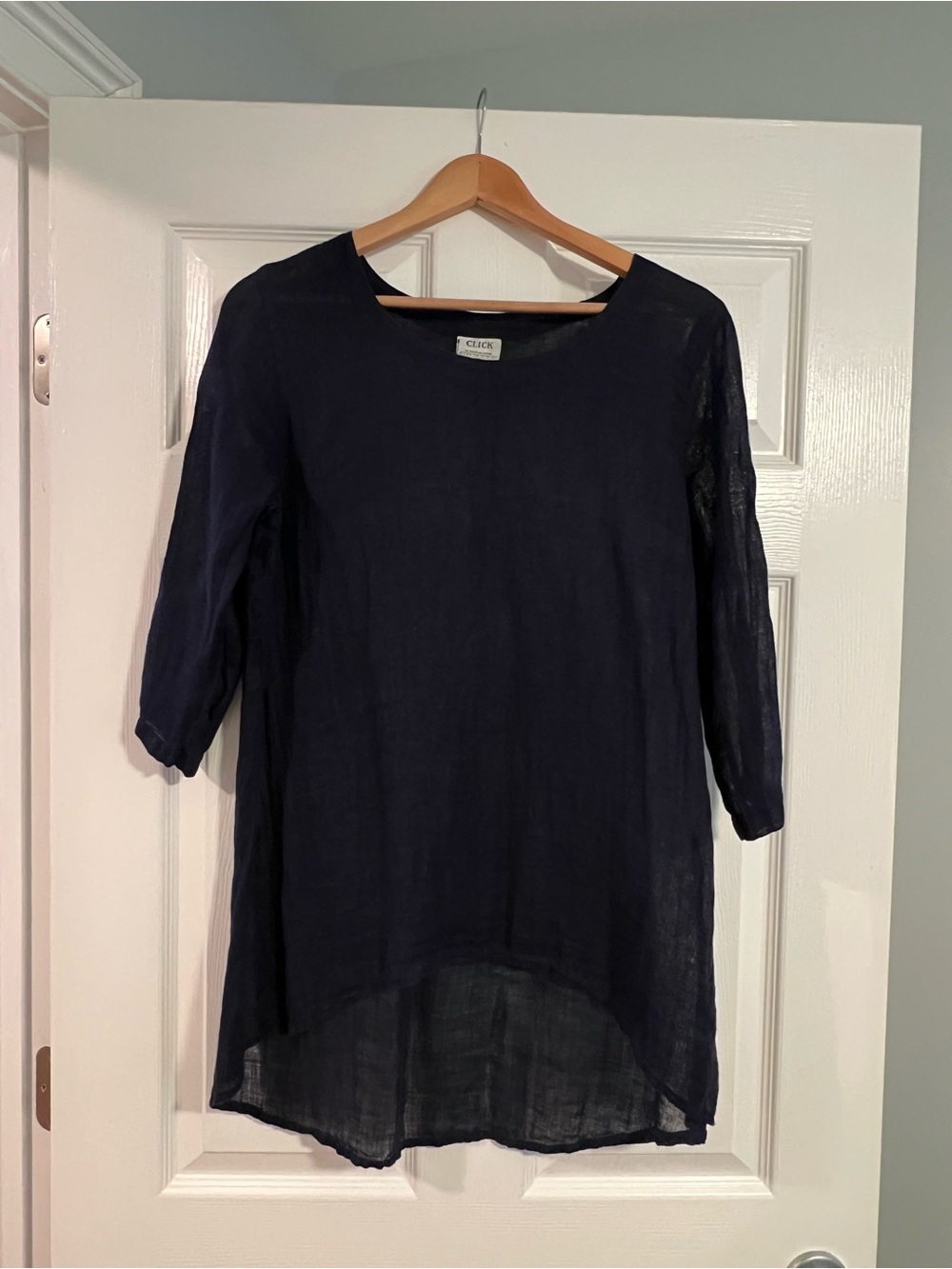 CLICK Navy Linen Tunic Top